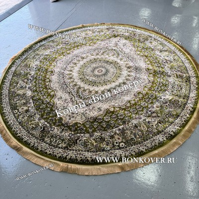 Восточный Ковер Для Гостиной Медальон Дизайн 30298 Зеленый круг