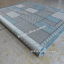 Ковер Безворсовый Рогожка Синий Дизайн 30847 Геометрия